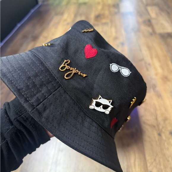 Karl Lagerfeld Black Hat with Red and Gold Accents - Picture 4 of 7